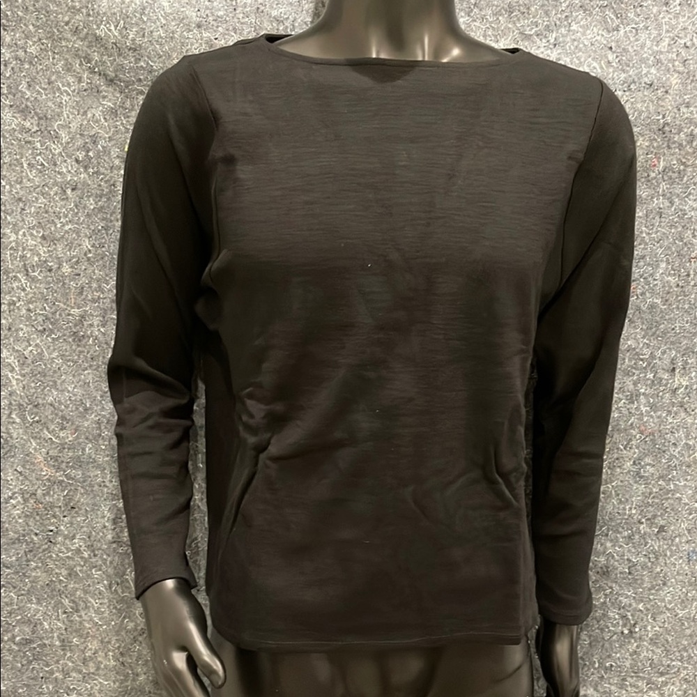 NEW J Jill WOMENS MEDIUM Black Long Sleeve Cotton Pull Over Top Shirt Tunic